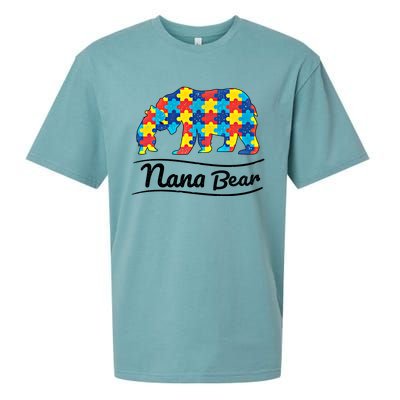 Bear Autism Puzzle Awareness Nana Bear Funny Gift Great Gift Sueded Cloud Jersey T-Shirt