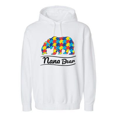 Bear Autism Puzzle Awareness Nana Bear Funny Gift Great Gift Garment-Dyed Fleece Hoodie