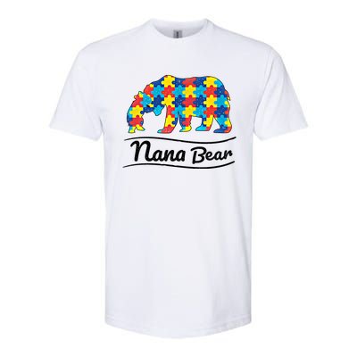 Bear Autism Puzzle Awareness Nana Bear Funny Gift Great Gift Softstyle CVC T-Shirt