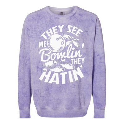 Bowling Alley Pins Spare Strike Colorblast Crewneck Sweatshirt