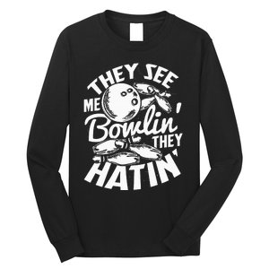 Bowling Alley Pins Spare Strike Long Sleeve Shirt