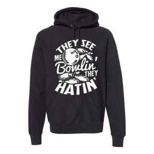 Bowling Alley Pins Spare Strike Premium Hoodie