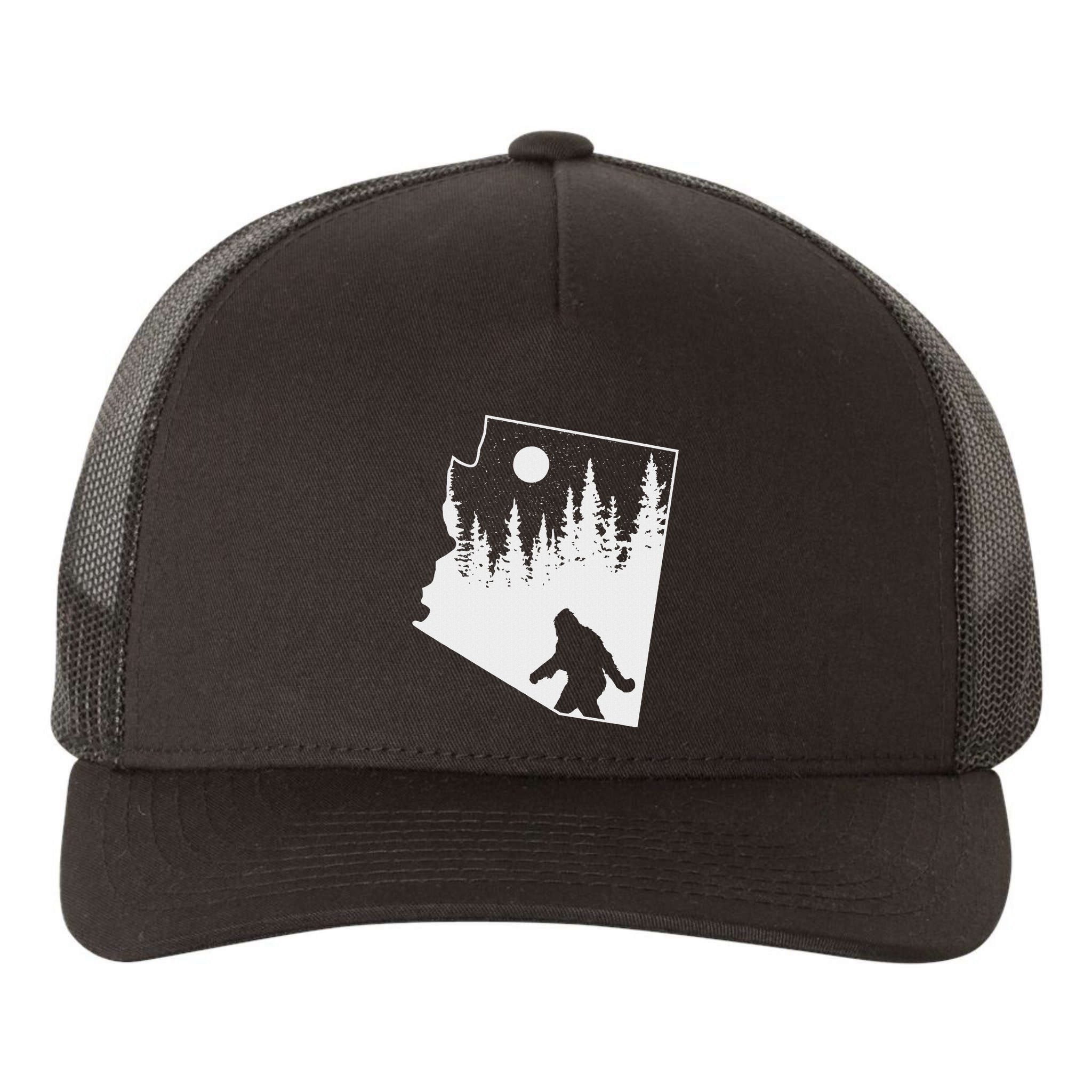 Bigfoot Arizona Pride Funny Sasquatch Arizona Map Distressed Yupoong Adult 5-Panel Trucker Hat