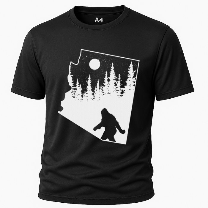 Bigfoot Arizona Pride Funny Sasquatch Arizona Map Distressed Cooling Performance Crew T-Shirt