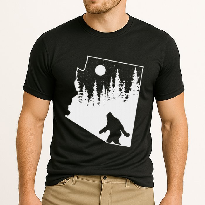 Bigfoot Arizona Pride Funny Sasquatch Arizona Map Distressed Cooling Performance Crew T-Shirt