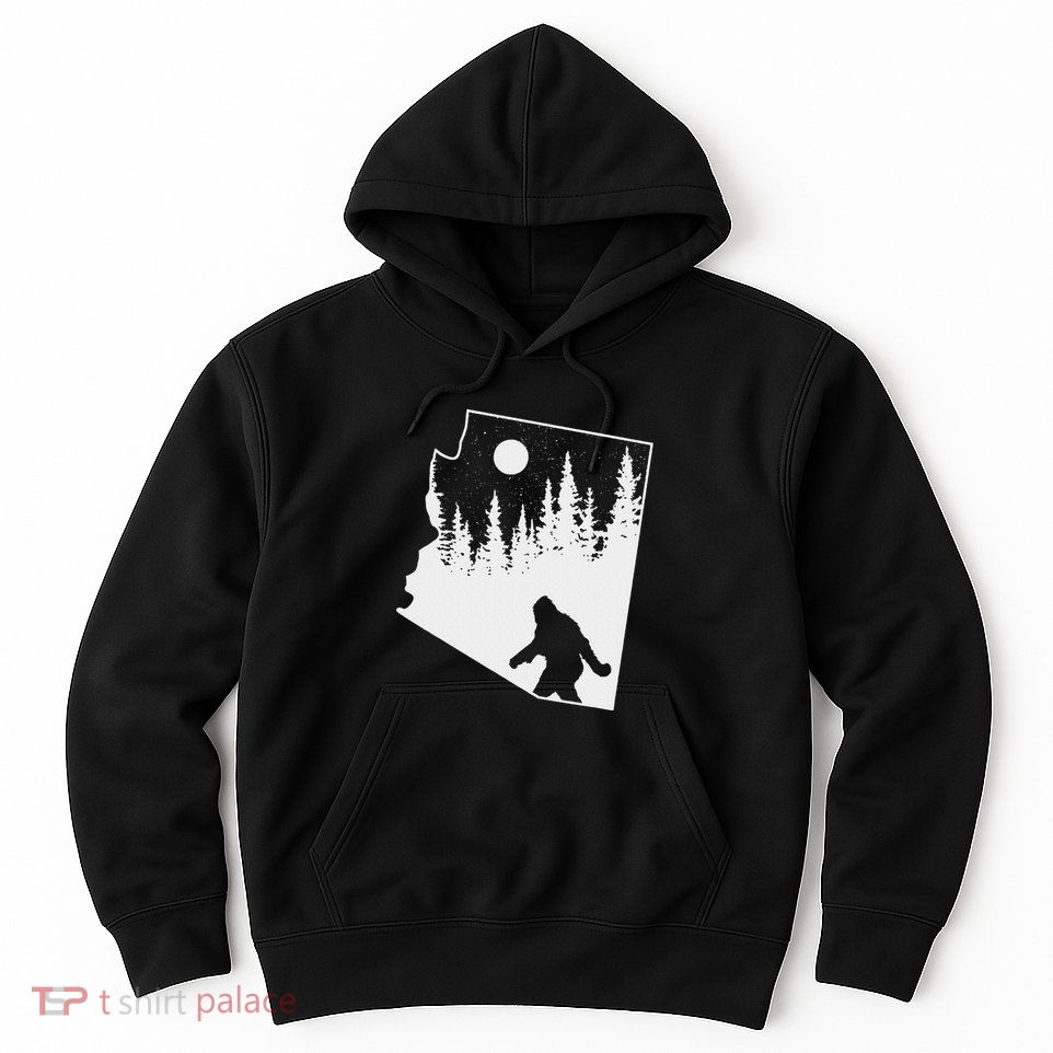 Bigfoot Arizona Pride Funny Sasquatch Arizona Map Distressed Hoodie
