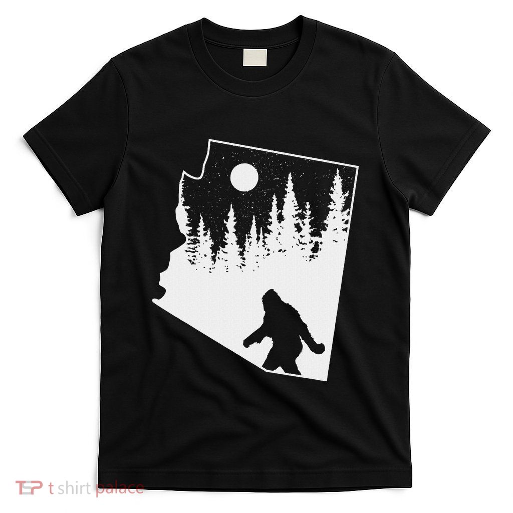 Bigfoot Arizona Pride Funny Sasquatch Arizona Map Distressed T-Shirt