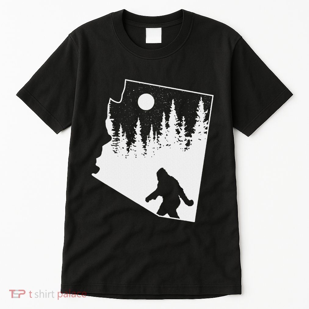 Bigfoot Arizona Pride Funny Sasquatch Arizona Map Distressed Tall T-Shirt