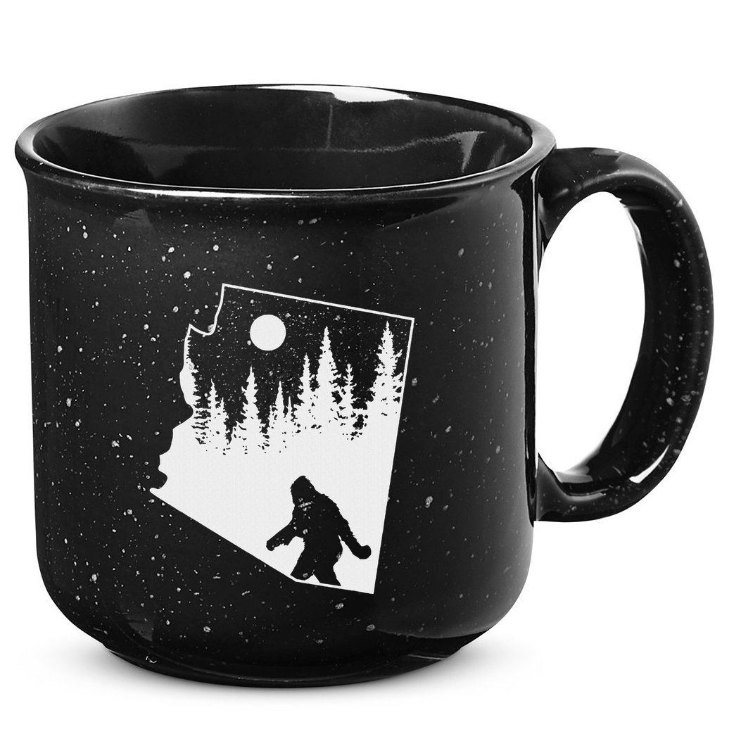 Bigfoot Arizona Pride Funny Sasquatch Arizona Map Distressed 15oz Campfire Ceramic Mug