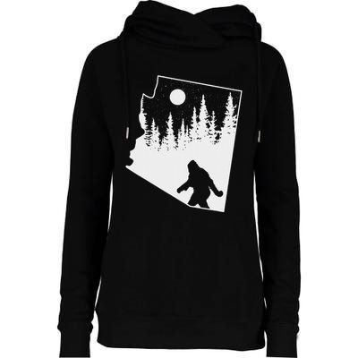 Bigfoot Arizona Pride Funny Sasquatch Arizona Map Distressed Womens Funnel Neck Pullover Hood
