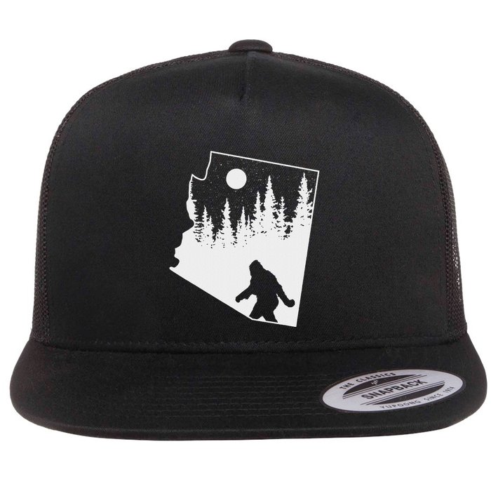 Bigfoot Arizona Pride Funny Sasquatch Arizona Map Distressed Flat Bill Trucker Hat