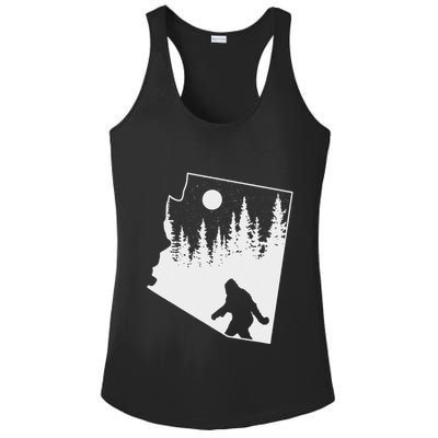 Bigfoot Arizona Pride Funny Sasquatch Arizona Map Distressed Ladies PosiCharge Competitor Racerback Tank