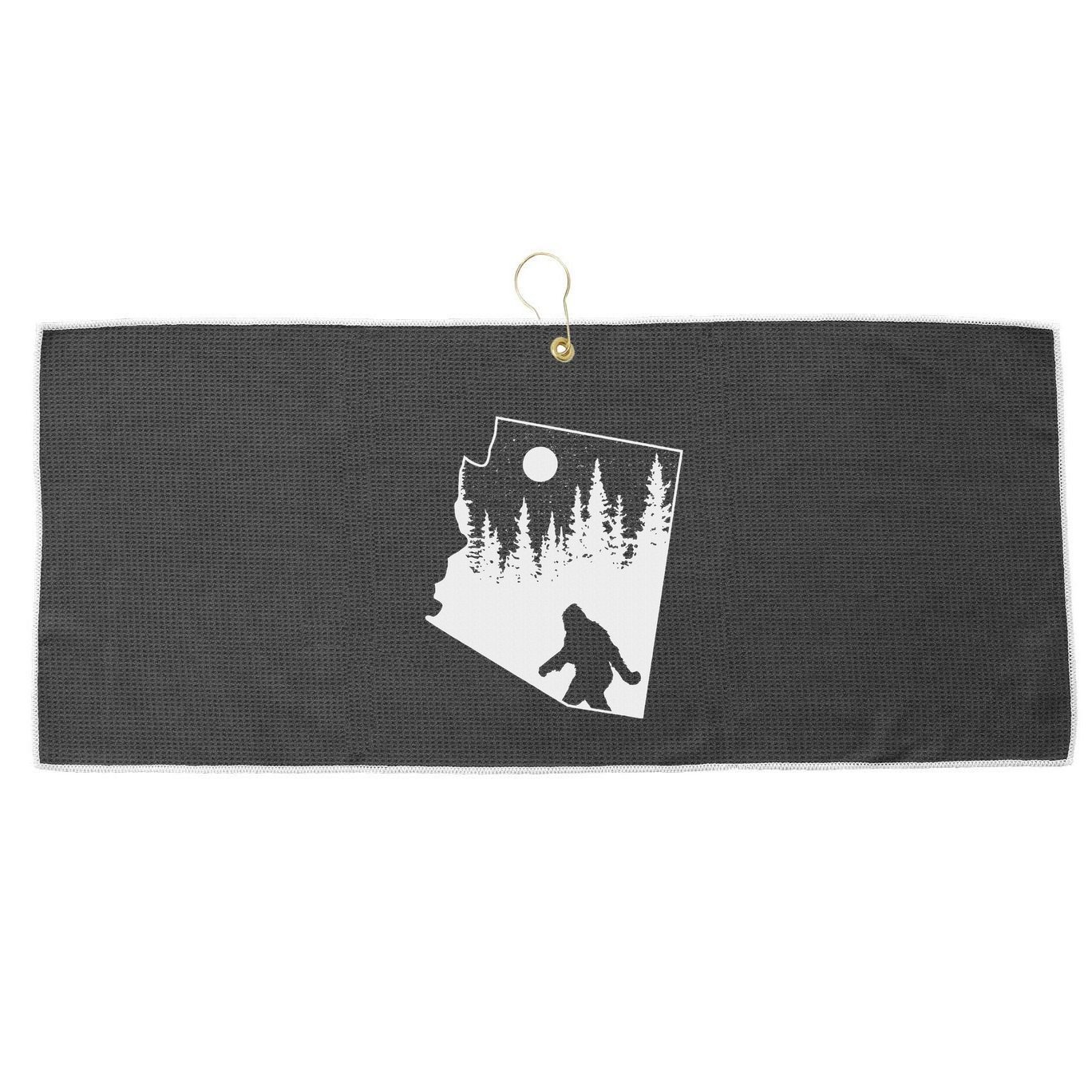 Bigfoot Arizona Pride Funny Sasquatch Arizona Map Distressed Large Microfiber Waffle Golf Towel