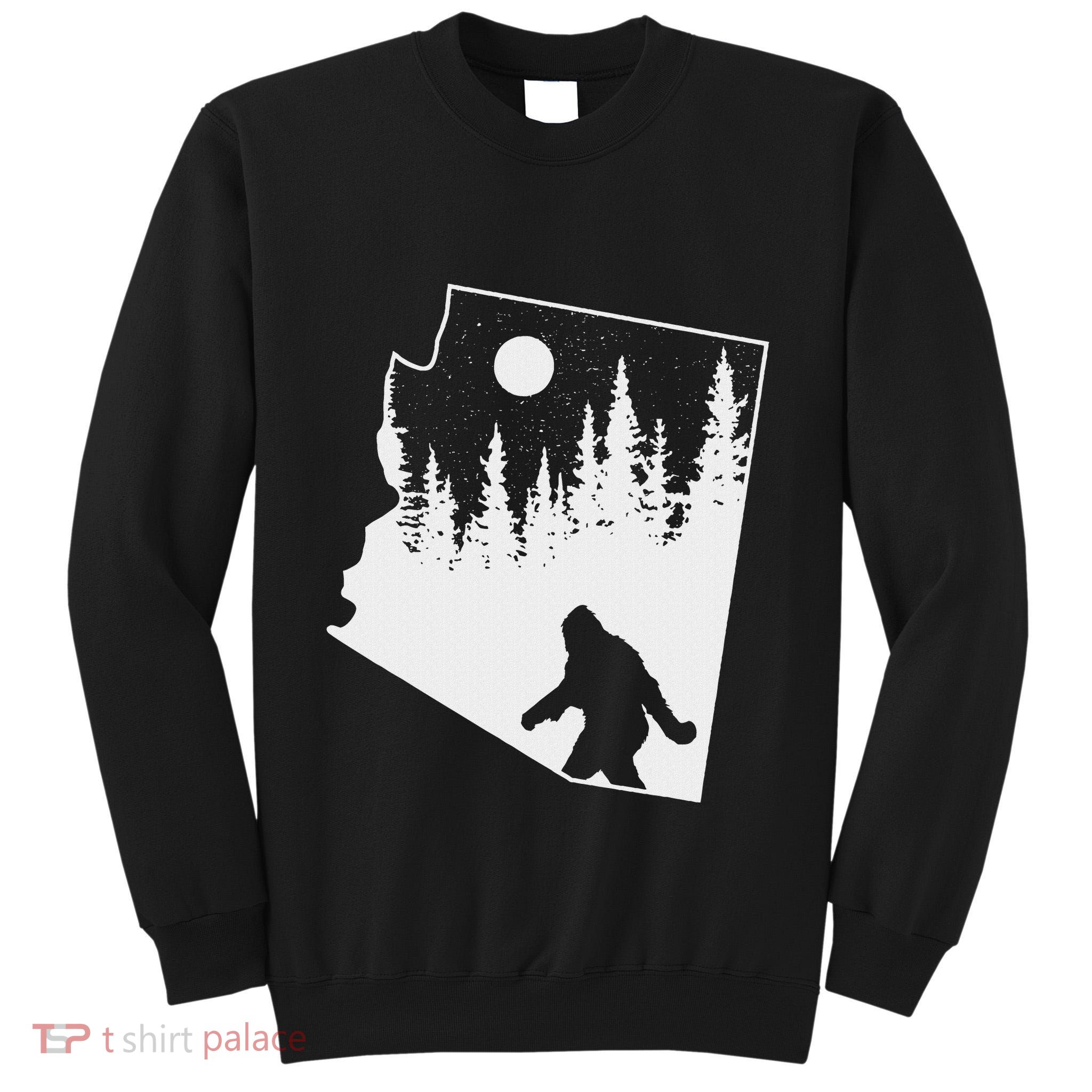 Bigfoot Arizona Pride Funny Sasquatch Arizona Map Distressed Tall Sweatshirt