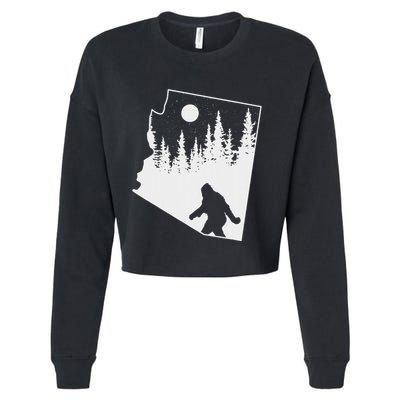 Bigfoot Arizona Pride Funny Sasquatch Arizona Map Distressed Cropped Pullover Crew