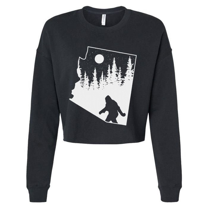 Bigfoot Arizona Pride Funny Sasquatch Arizona Map Distressed Cropped Pullover Crew