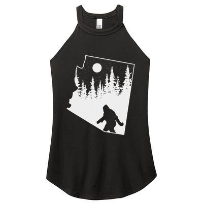 Bigfoot Arizona Pride Funny Sasquatch Arizona Map Distressed Women's Perfect Tri Rocker Tank