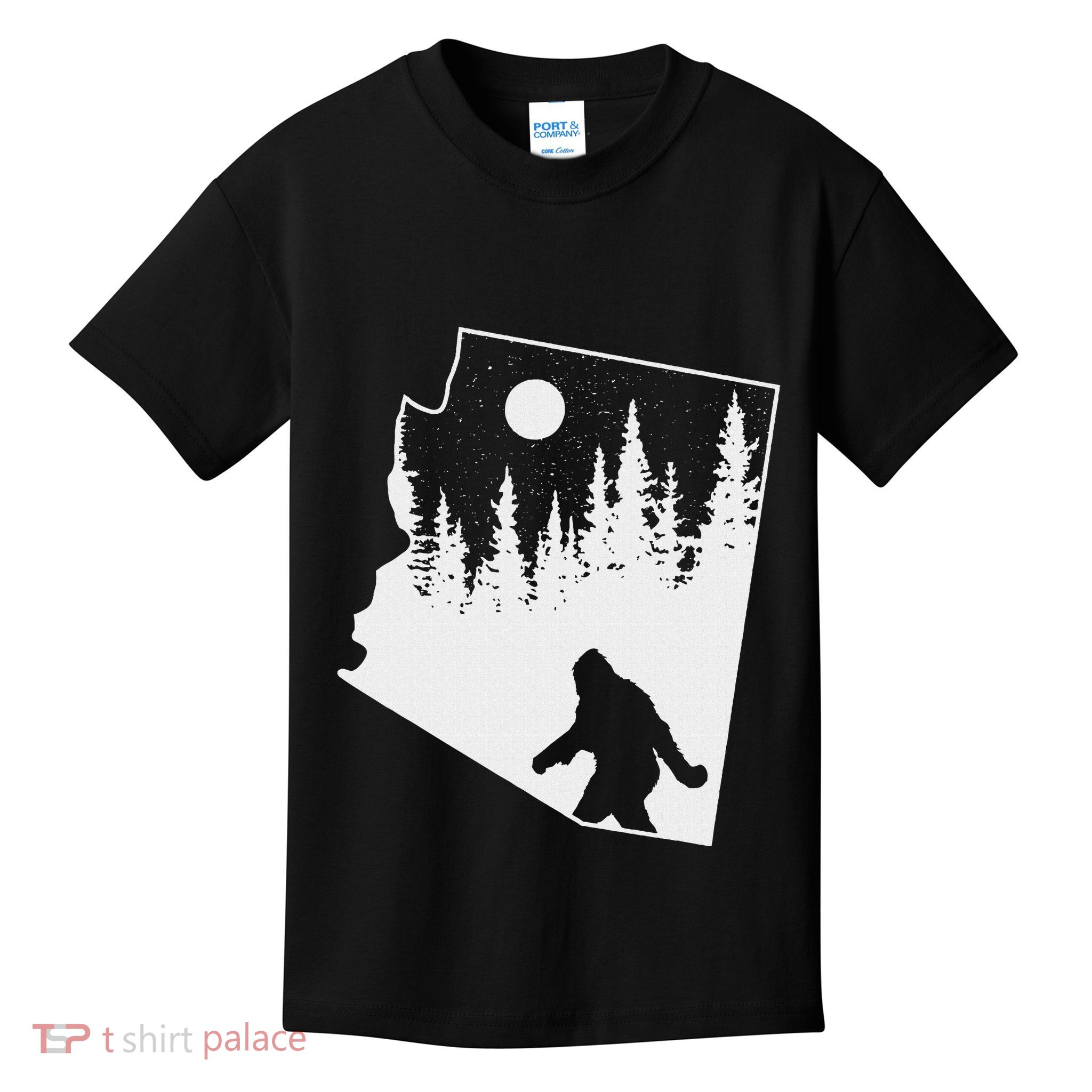 Bigfoot Arizona Pride Funny Sasquatch Arizona Map Distressed Kids T-Shirt