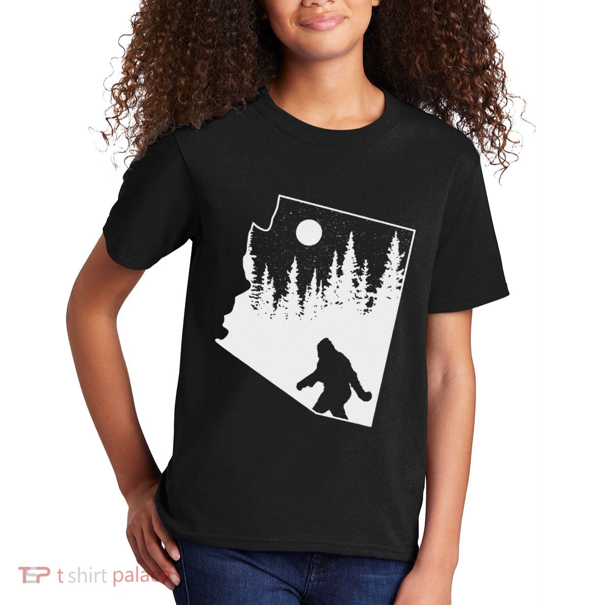 Bigfoot Arizona Pride Funny Sasquatch Arizona Map Distressed Kids T-Shirt