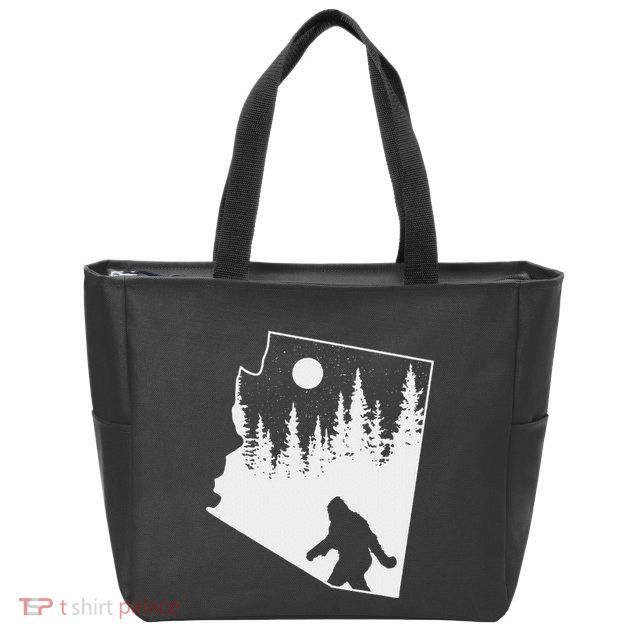 Bigfoot Arizona Pride Funny Sasquatch Arizona Map Distressed Zip Tote Bag