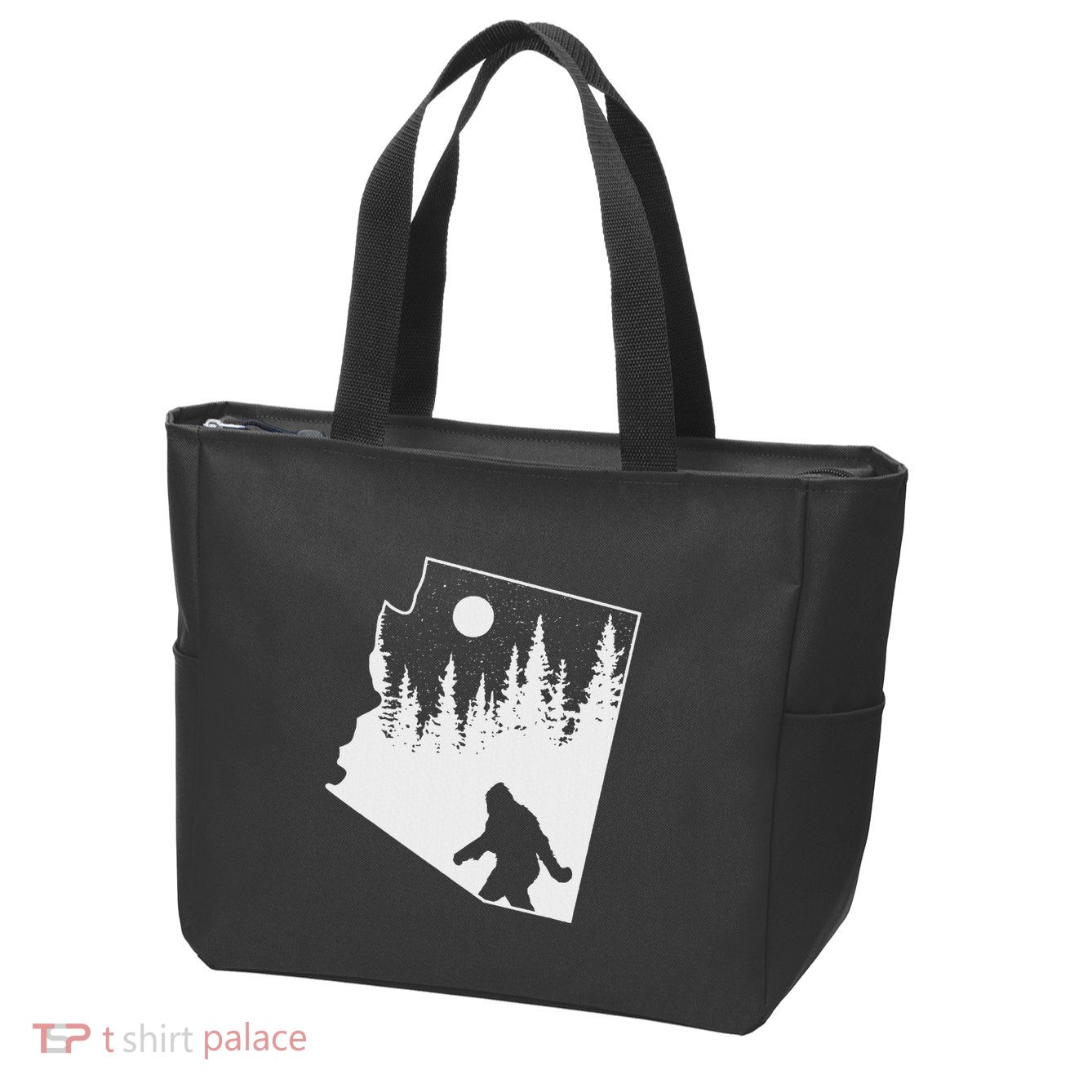 Bigfoot Arizona Pride Funny Sasquatch Arizona Map Distressed Zip Tote Bag