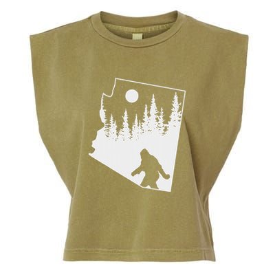 Bigfoot Arizona Pride Funny Sasquatch Arizona Map Distressed Garment-Dyed Women's Muscle Tee