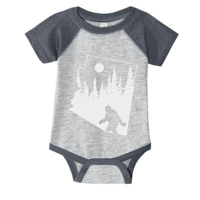 Bigfoot Arizona Pride Funny Sasquatch Arizona Map Distressed Infant Baby Jersey Bodysuit
