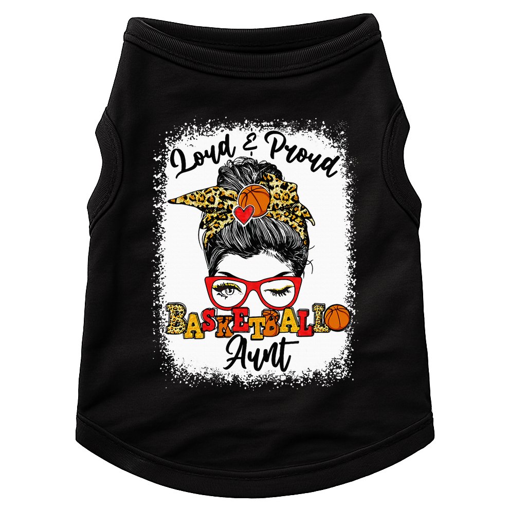 Basketball Aunt Proud and Stylish with a Messy Bun Doggie Tank