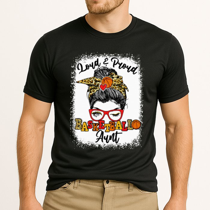 Basketball Aunt Proud and Stylish with a Messy Bun Performance Shirt