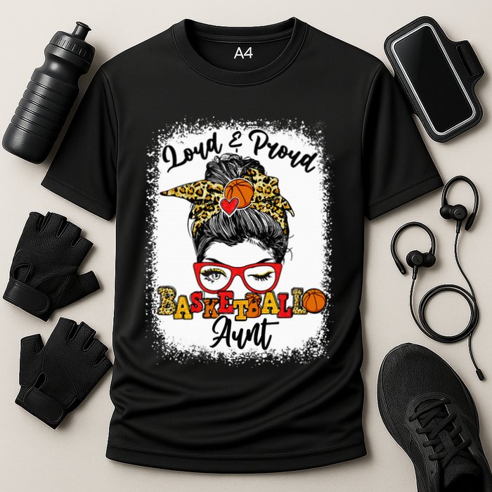 Basketball Aunt Proud and Stylish with a Messy Bun Performance Shirt