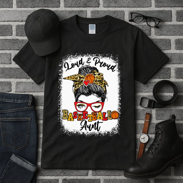 Basketball Aunt Proud and Stylish with a Messy Bun Tall T-Shirt