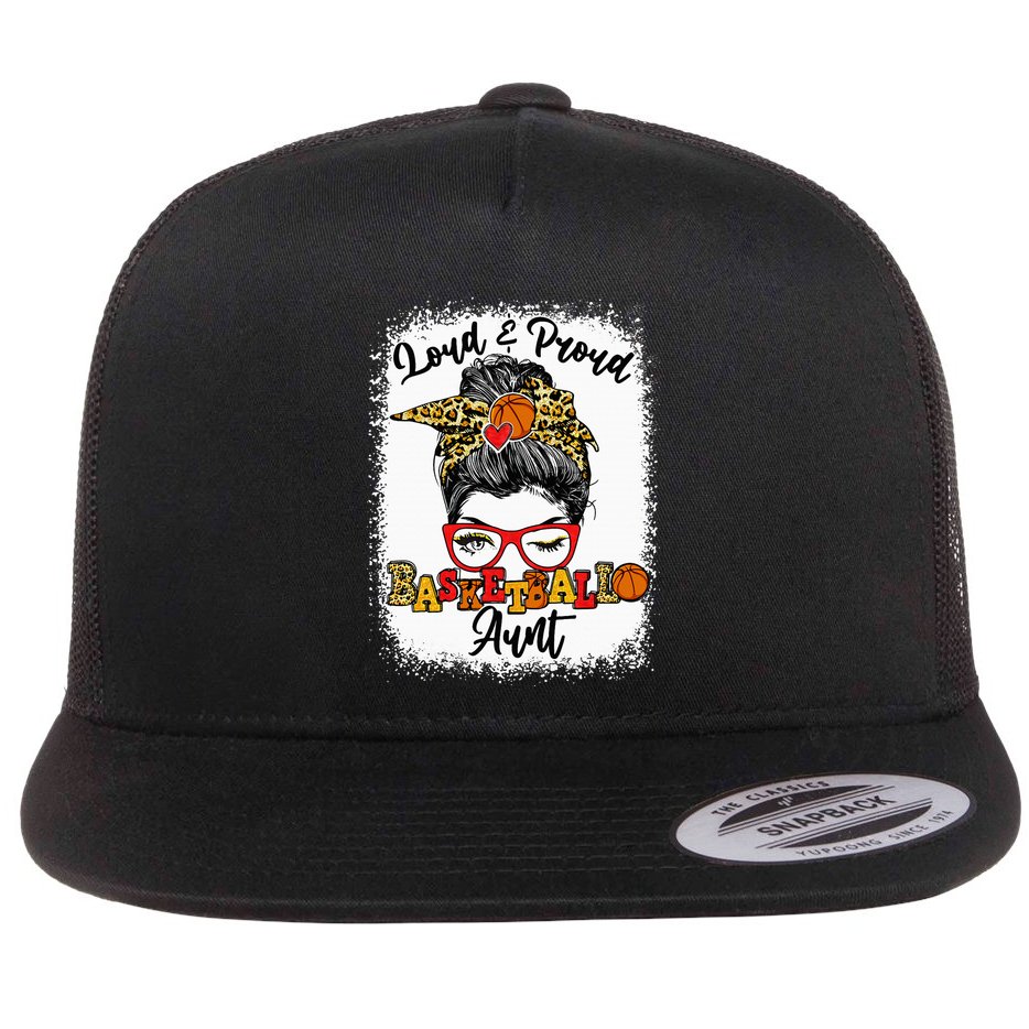 Basketball Aunt Proud and Stylish with a Messy Bun Flat Bill Trucker Hat
