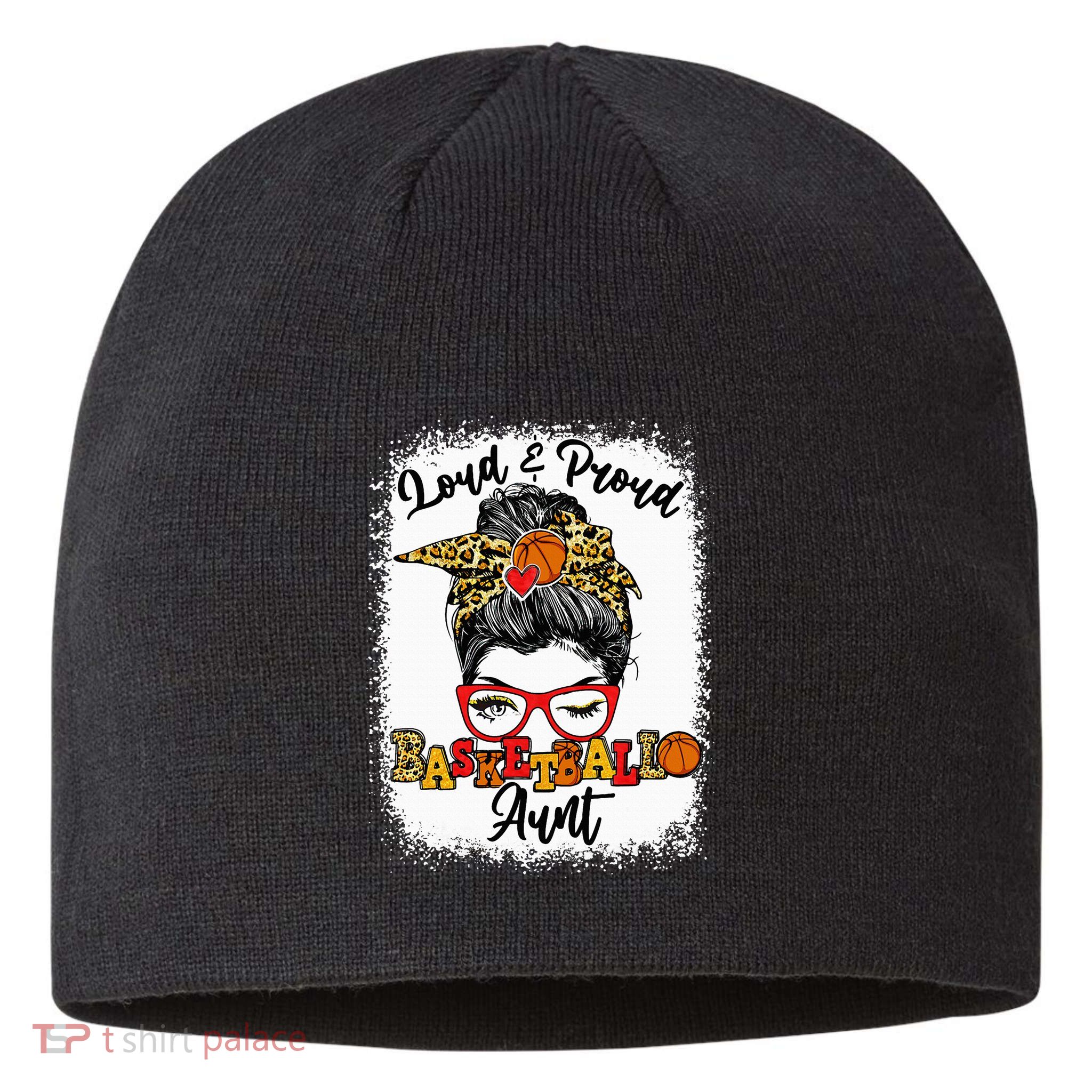 Basketball Aunt Proud and Stylish with a Messy Bun Sustainable Beanie