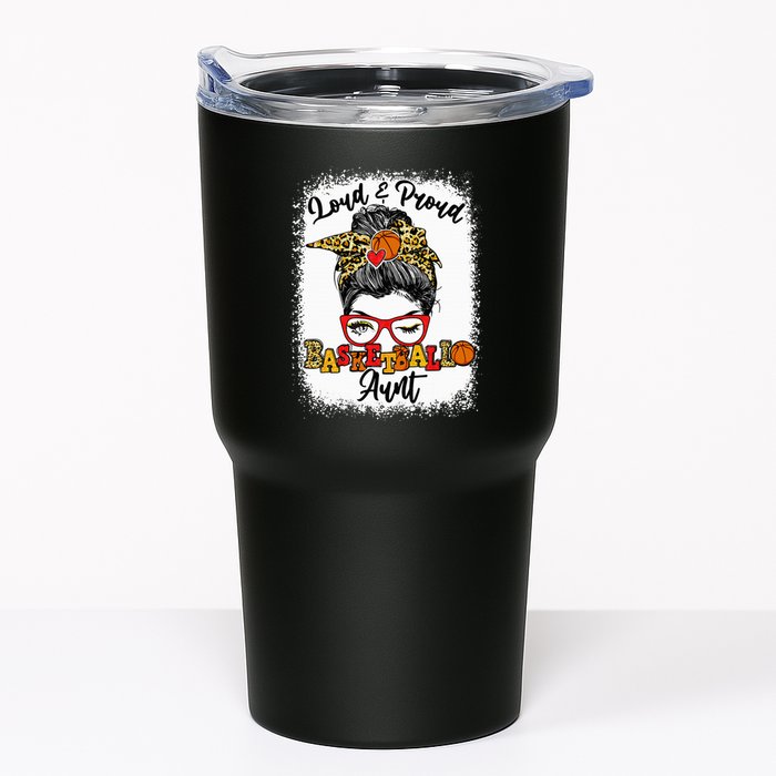 Basketball Aunt Proud and Stylish with a Messy Bun Tumbler