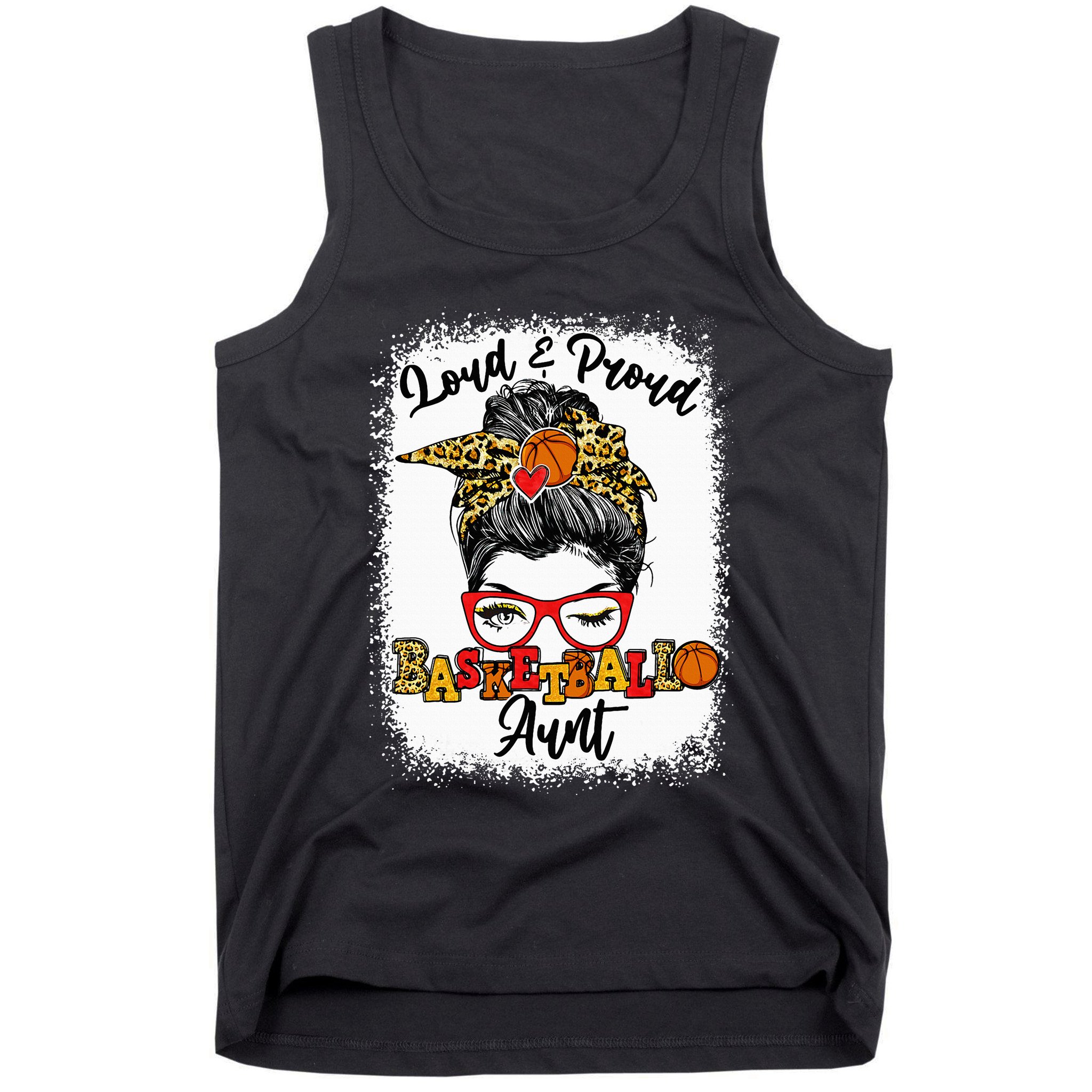 Basketball Aunt Proud and Stylish with a Messy Bun Tank Top
