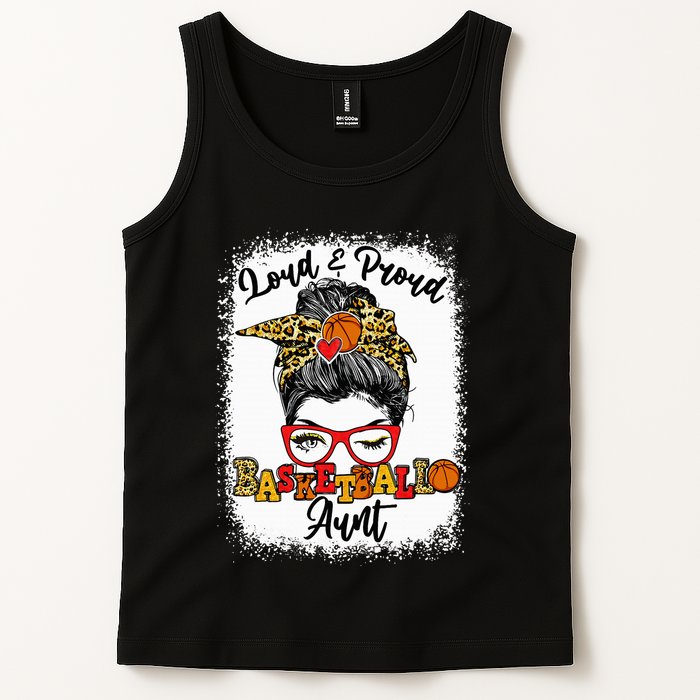 Basketball Aunt Proud and Stylish with a Messy Bun Tank Top