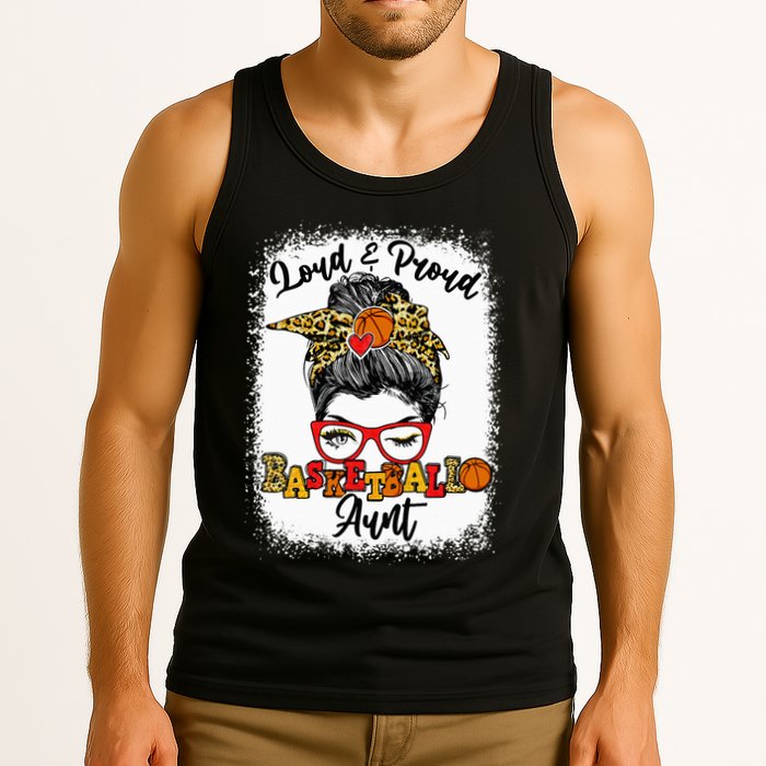 Basketball Aunt Proud and Stylish with a Messy Bun Tank Top