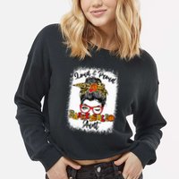 Basketball Aunt Proud and Stylish with a Messy Bun Cropped Pullover Crew