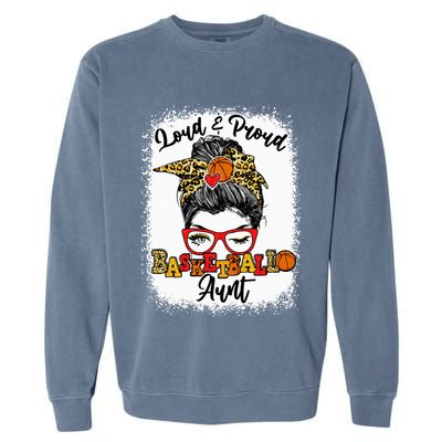 Basketball Aunt Proud and Stylish with a Messy Bun Garment-Dyed Sweatshirt