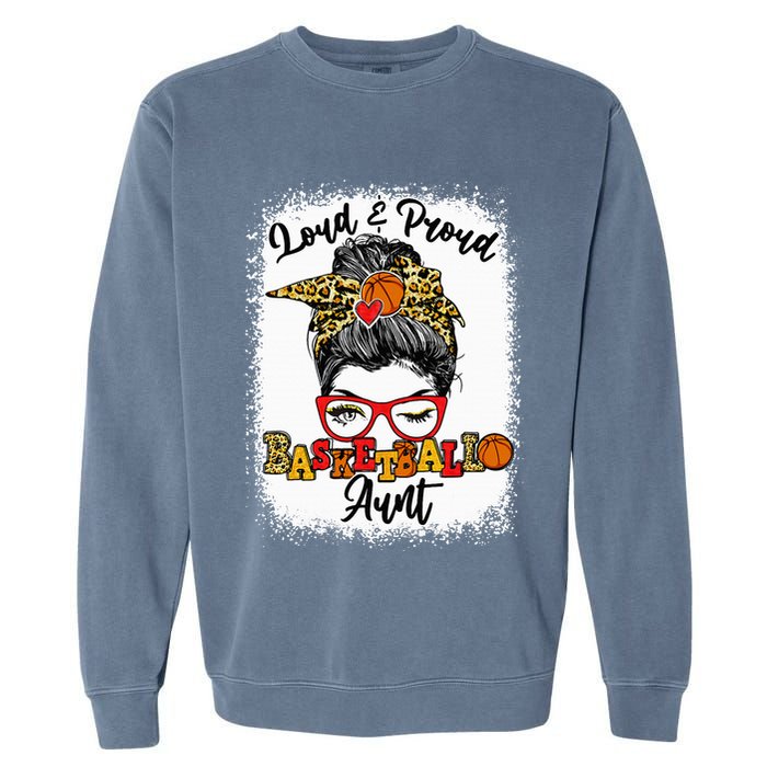 Basketball Aunt Proud and Stylish with a Messy Bun Garment-Dyed Sweatshirt