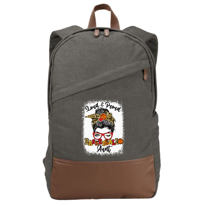 Basketball Aunt Proud and Stylish with a Messy Bun Cotton Canvas Backpack
