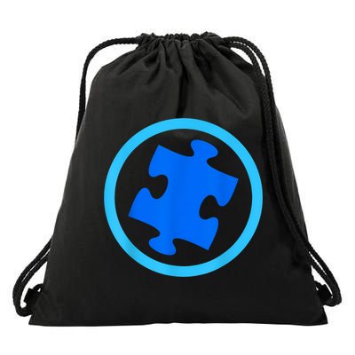 Blue Autism Puzzle for Autism Awareness Drawstring Bag