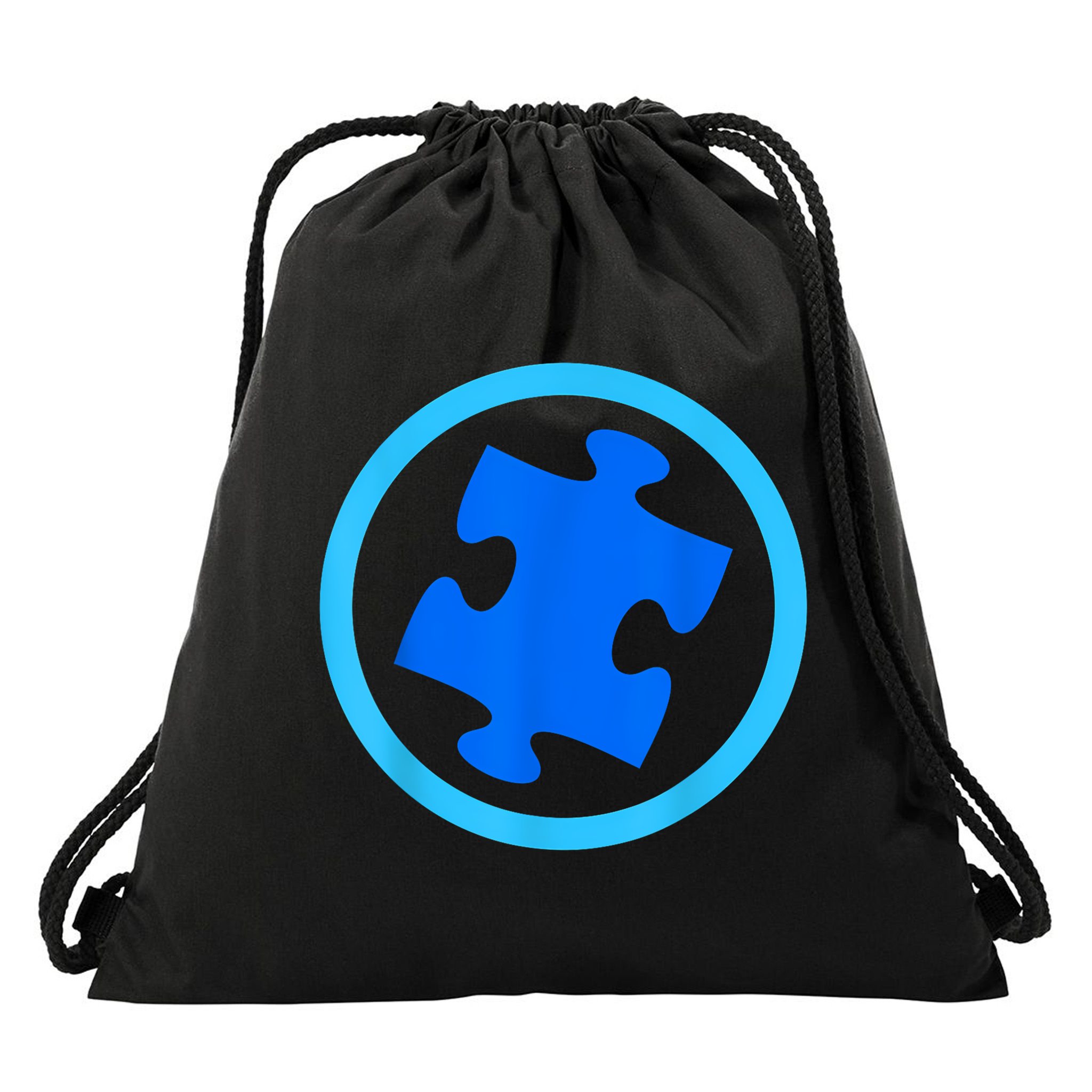 Blue Autism Puzzle for Autism Awareness Drawstring Bag