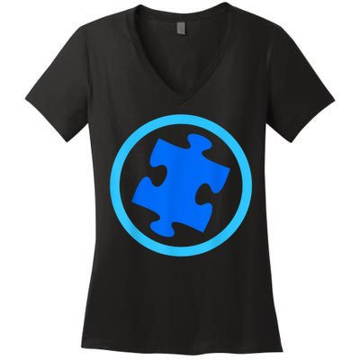 Blue Autism Puzzle for Autism Awareness Women's V-Neck T-Shirt