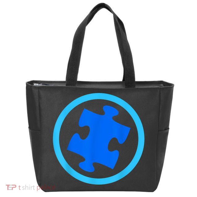 Blue Autism Puzzle for Autism Awareness Zip Tote Bag