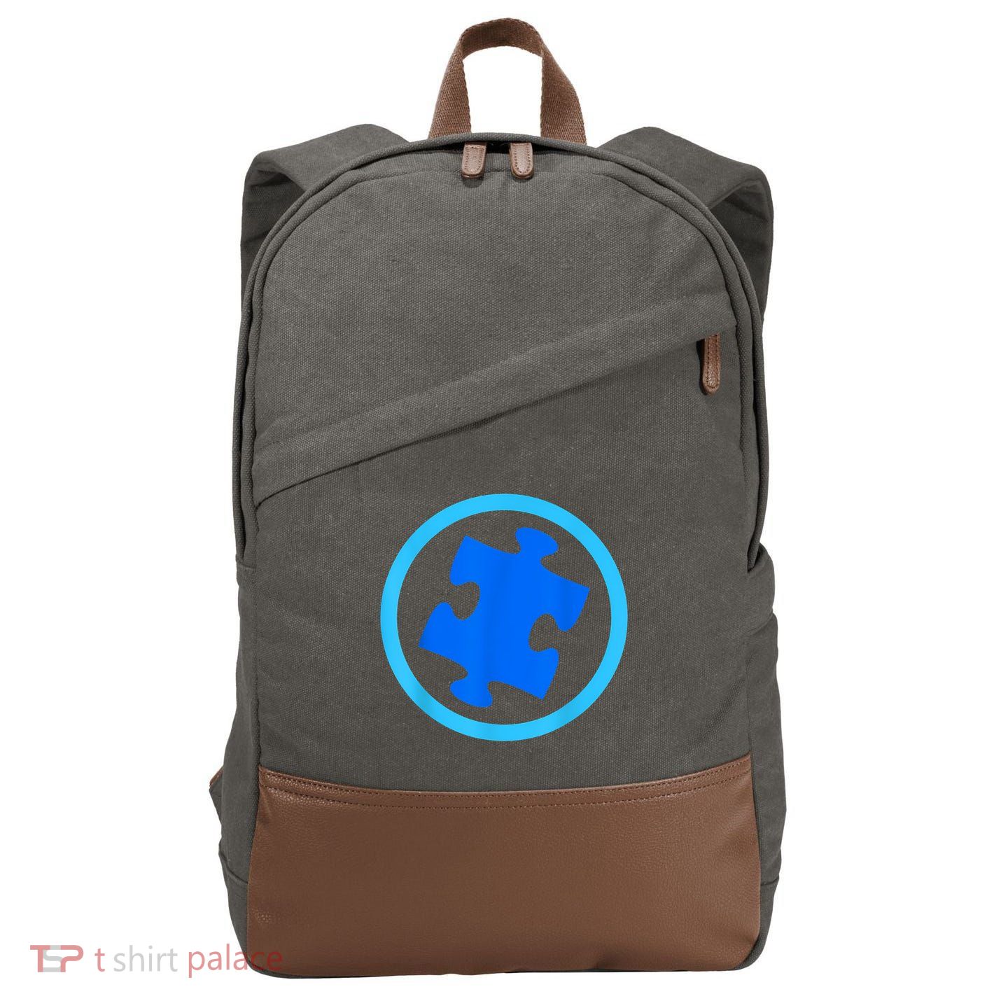 Blue Autism Puzzle for Autism Awareness Cotton Canvas Backpack