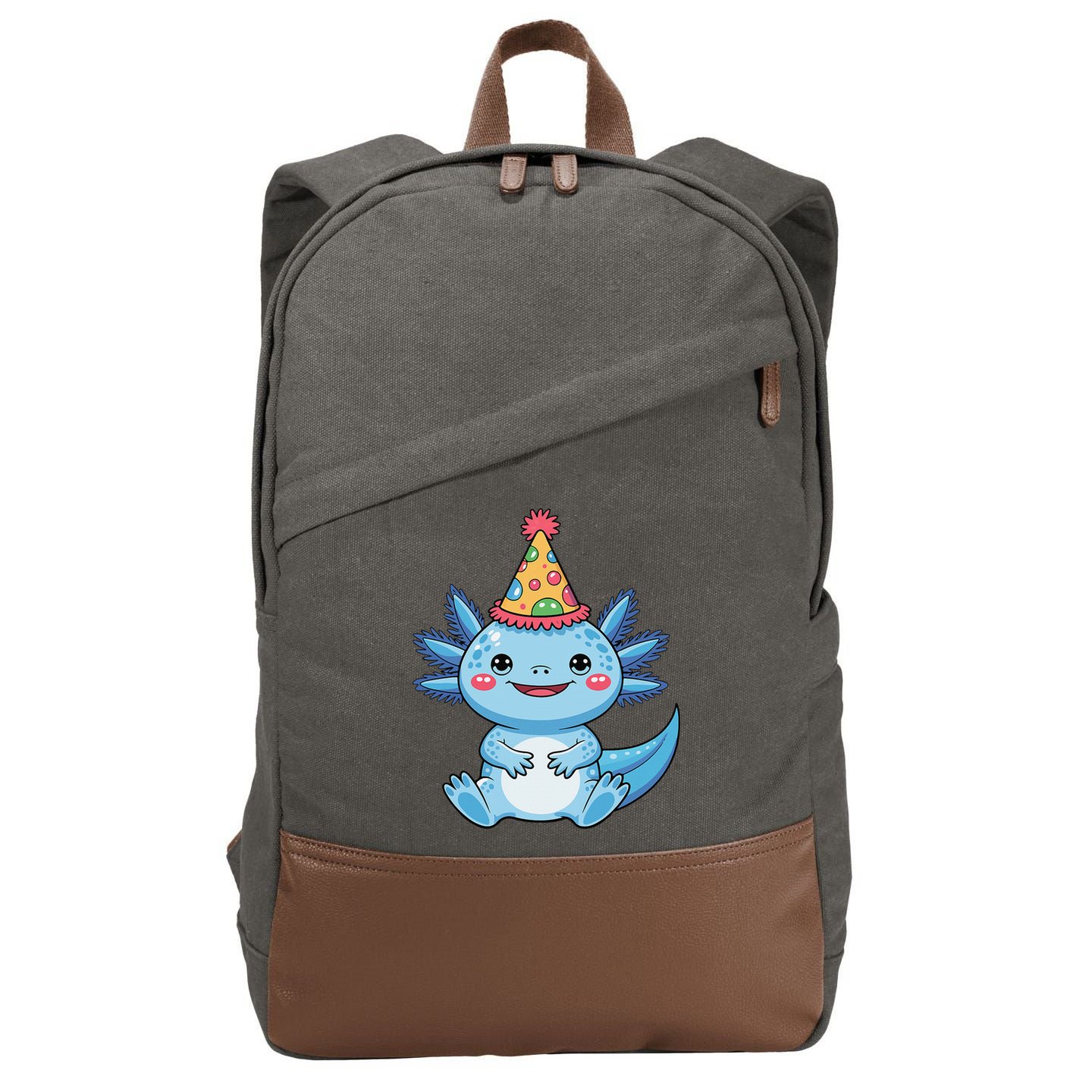 Birthday Axolotl Party Gift Cotton Canvas Backpack