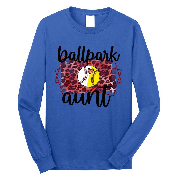 Ballpark Aunt Proud Baseball Softball Player Auntie Gift Long Sleeve Shirt