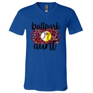 Ballpark Aunt Proud Baseball Softball Player Auntie Gift V-Neck T-Shirt