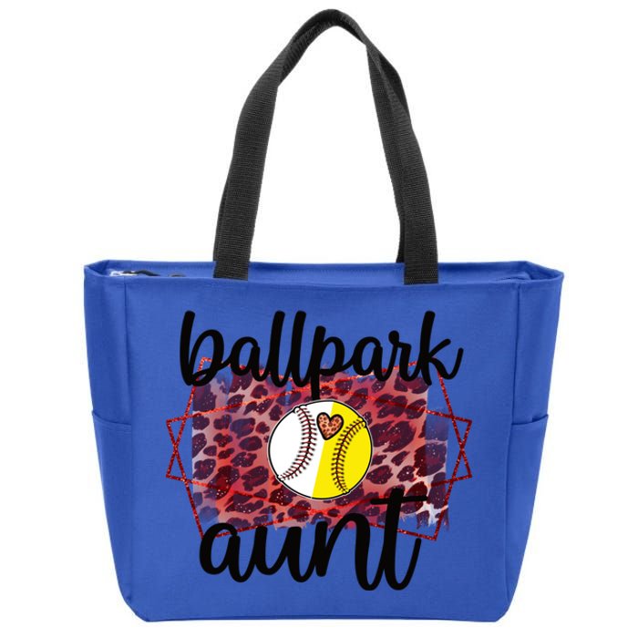 Ballpark Aunt Proud Baseball Softball Player Auntie Gift Zip Tote Bag